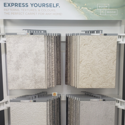 Elgin carpet one carpet samples, four beige samples with different patterns